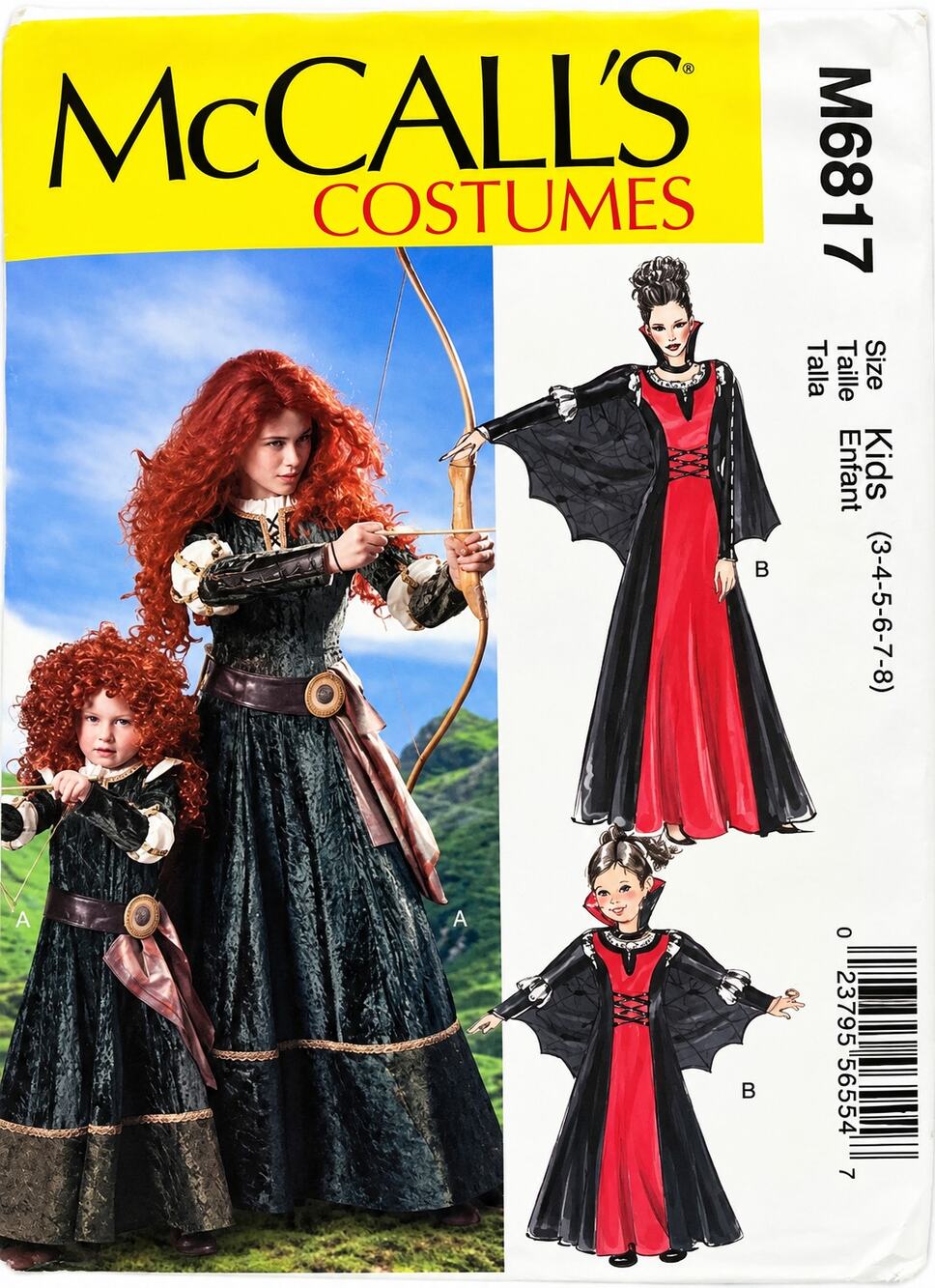 McCall's sewing pattern kids costume M6817 size 3-8 Merida Brave Renaissance UC